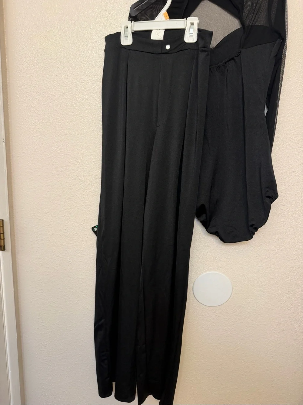 Kelle dance black costume 2 piece wide leg pants leotard CHIC STREET 5417 SA